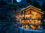 a.-Chalet-Front-on-Chalet-lit-up-evening